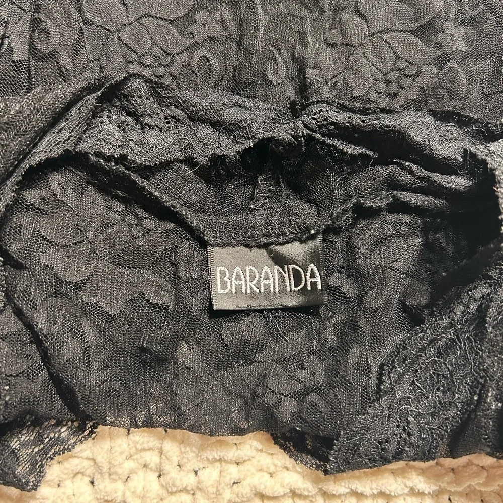 Baranda Black Lace Short Sleeve Shirt